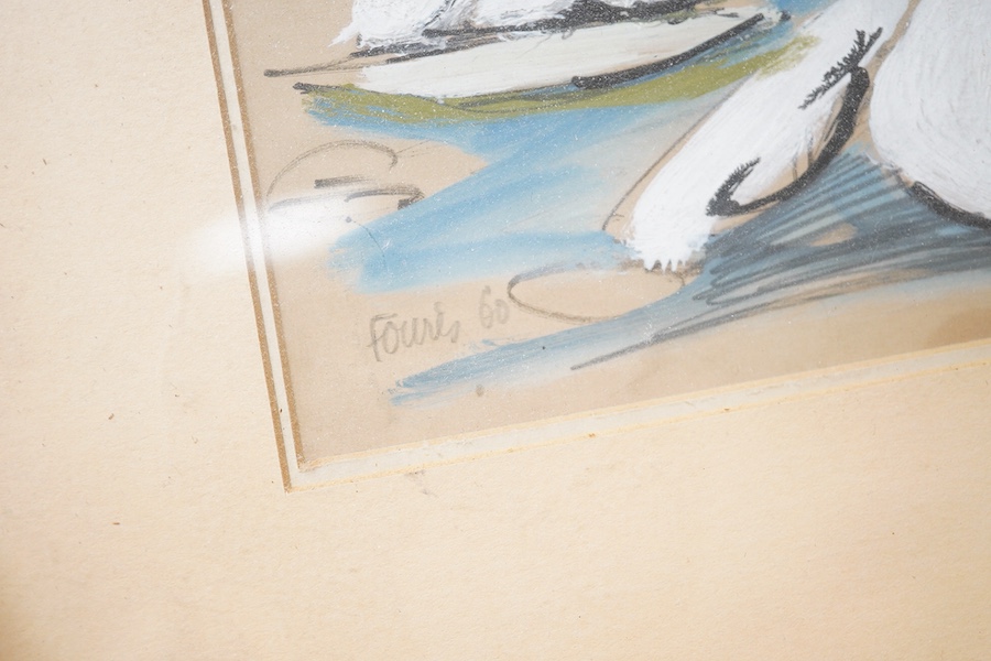 20th century, Continental School, Landscape, indistinctly signed Foures? dated '60, gouache, 15 x 20cm